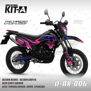 Skull Head Hitam Pink Biru