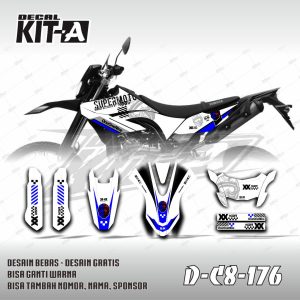 Motocros Helmet Putih Lis Biru